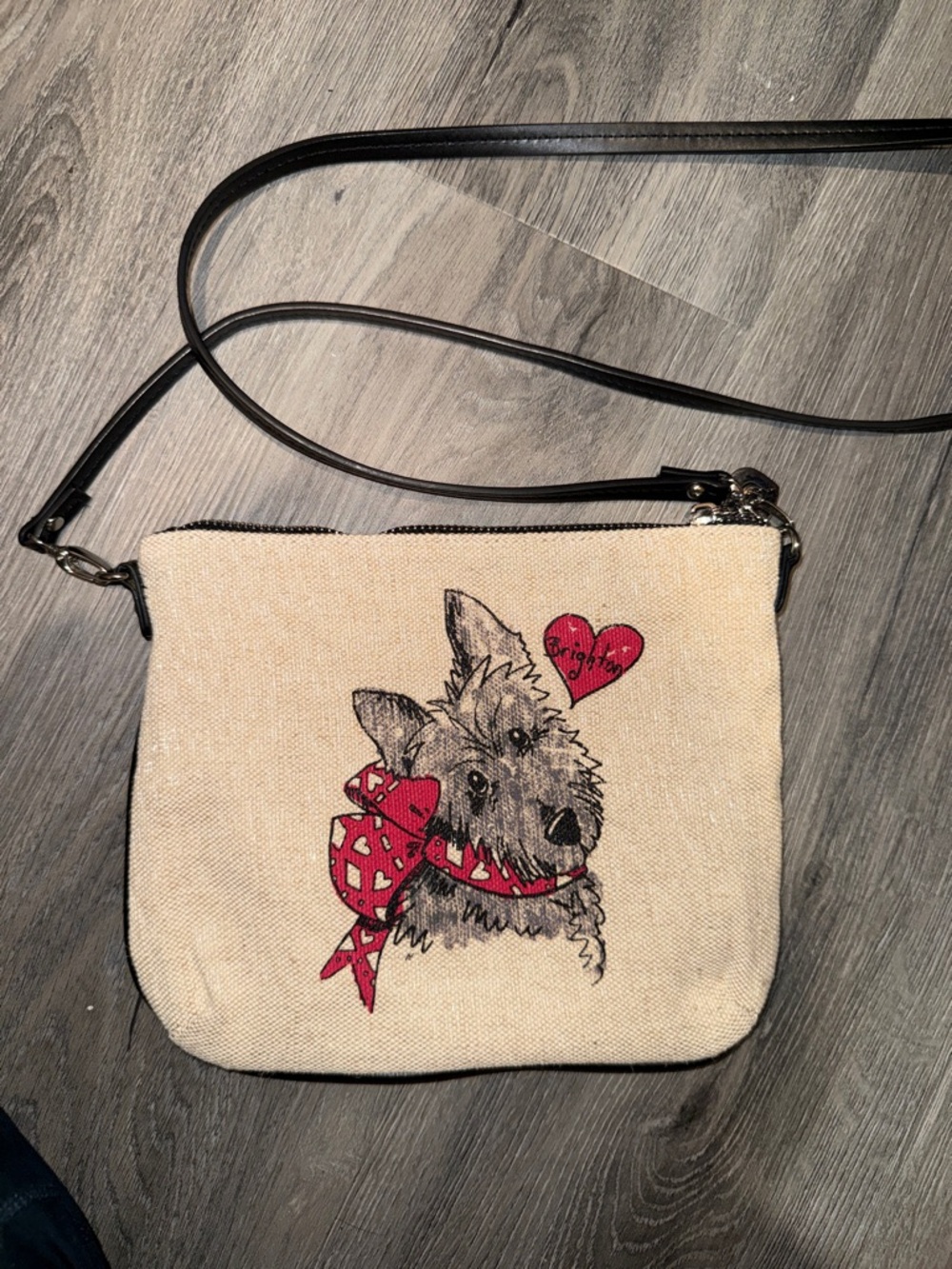 Brighton Canvas Crossbody Bag with Red Accents